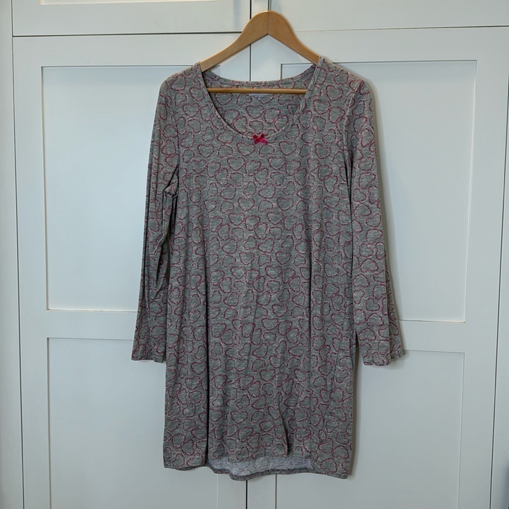 Laura Scott Women’s Night tshirt night gown long sleeve hearts medium - Picture 2 of 10